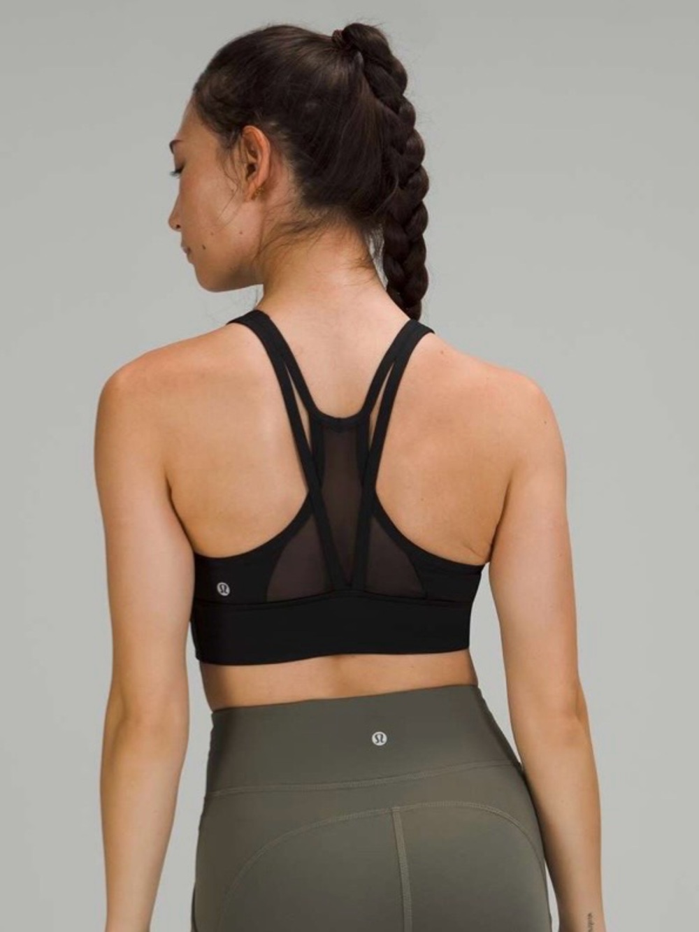 lululemon athletica Mesh Back Long Line Train Bra Black Size 6